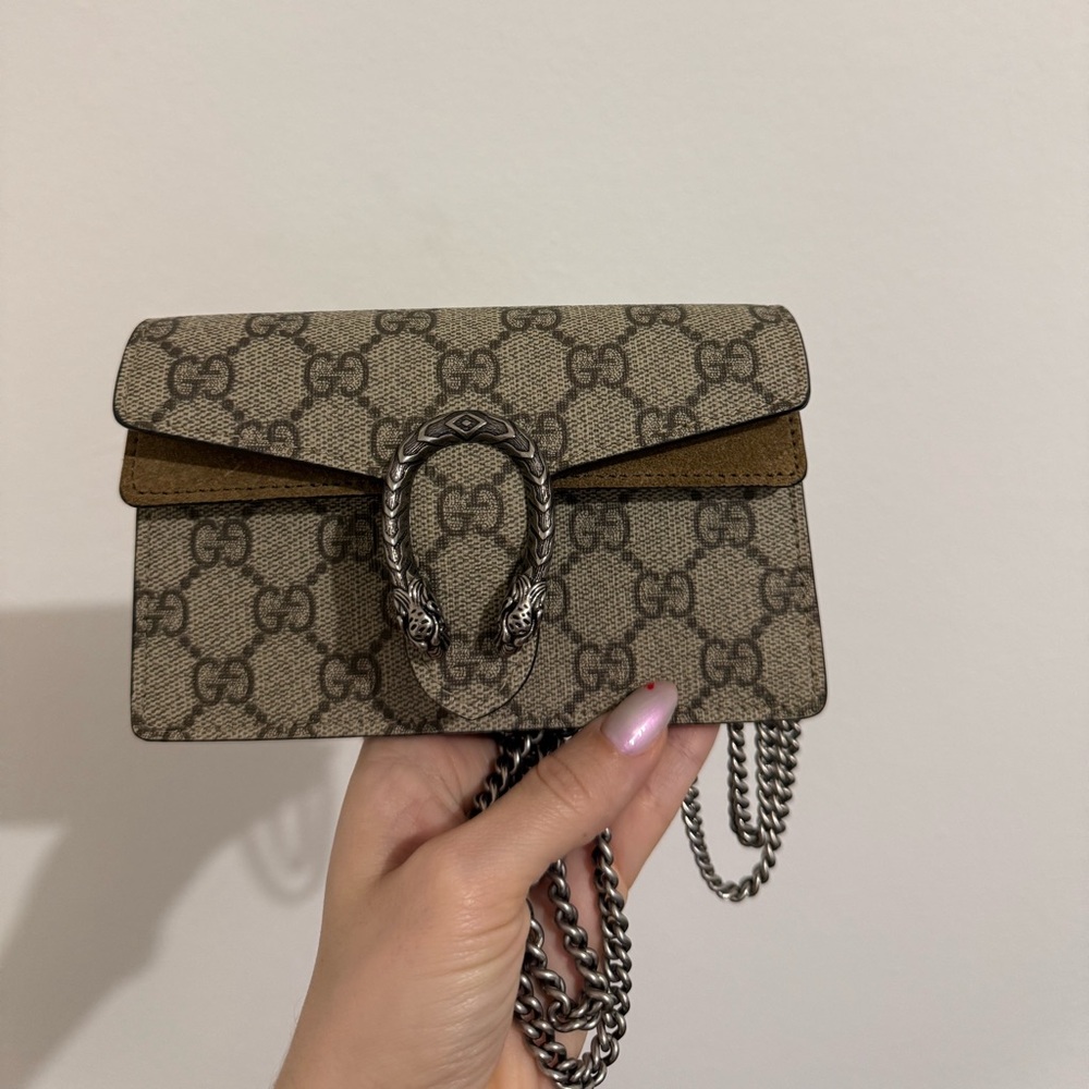 Gucci Beige and Brown Clutch with Chain